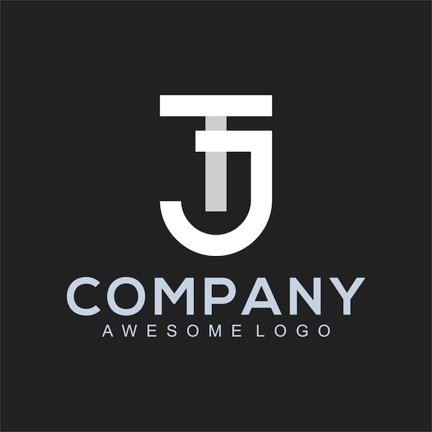 Vetor conceito de linha de modelo de design de logotipo de letra tj