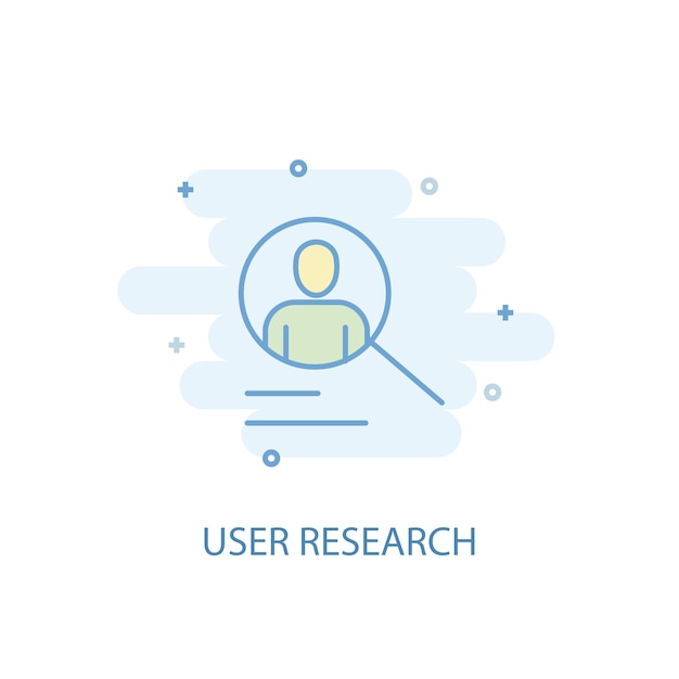 Conceito de linha de pesquisa do usuário. ícone de linha simples, ilustração colorida. design plano do símbolo de pesquisa do usuário. pode ser usado para ui / ux