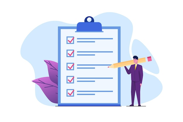 Conceito de lista de verificação de empresário