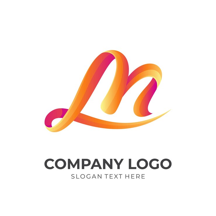 Vetor conceito de logotipo da letra m com estilo de cor laranja 3d