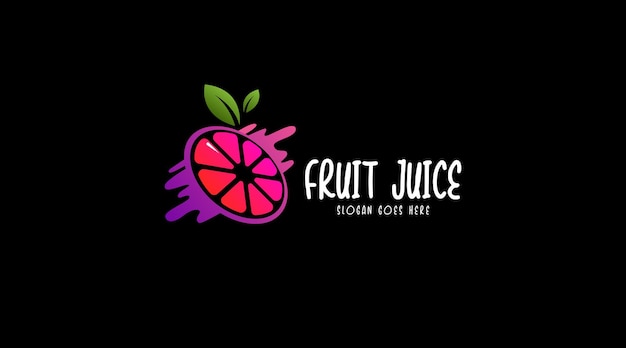 Vetor conceito de logotipo de bebida de suco de fruta fresco isolado em fundo preto