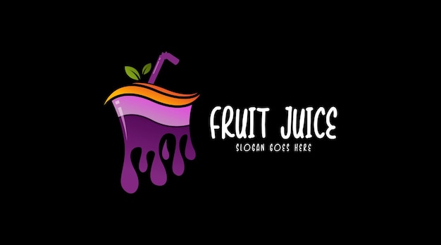 Vetor conceito de logotipo de bebida de suco de fruta fresco isolado em fundo preto