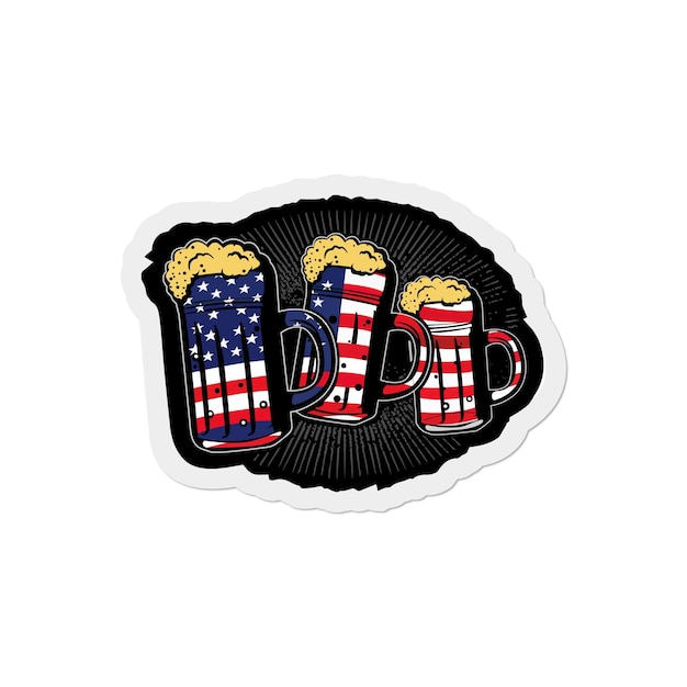 conceito de logotipo de café americano. uma xícara de café com uma bandeira do vetor de design de logotipo de ícone da América