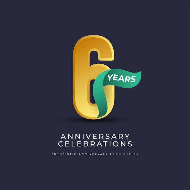 Conceito de logotipo de comemorações de aniversário de 6 anos