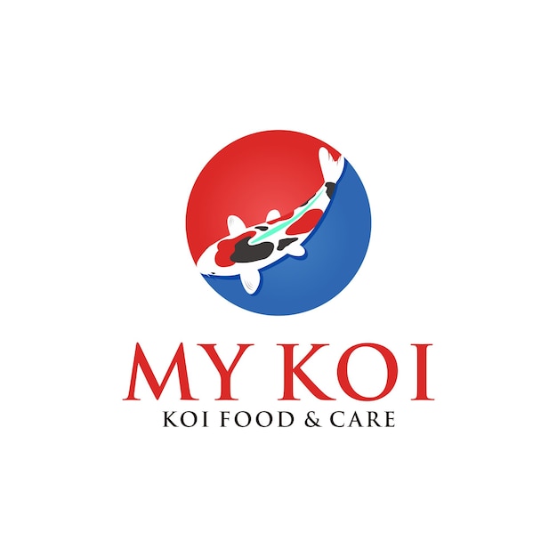 Conceito de logotipo de design de logotipo koi para amantes de peixes ornamentais