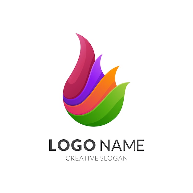 Conceito de logotipo de fogo, estilo de logotipo moderno em cores gradientes vibrantes