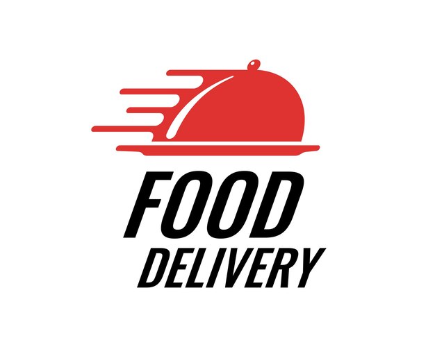 Conceito de logotipo de marca de entrega rápida de comida para empresa de serviço de catering para restaurantes. Ilustração isolada do vetor do logotipo do café expresso