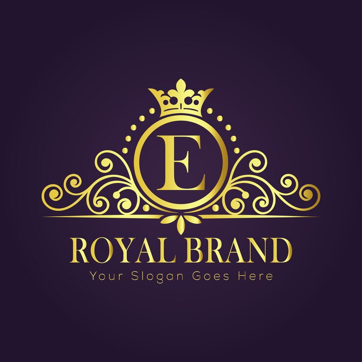 Vetor conceito de logotipo de ouro de luxo com a letra e