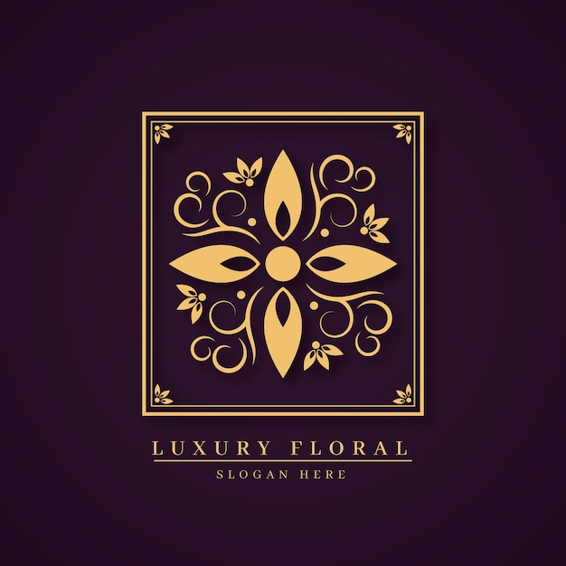 Conceito de logotipo de perfume floral de luxo
