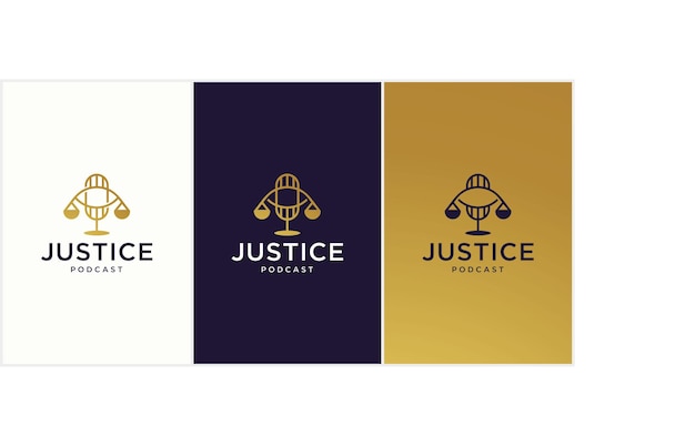 Vetor conceito de logotipo de podcast jurídico, adequado para eventos jurídicos e discussões jurídicas, imagem de design de logotipo de escritório de advocacia de podcast jurídico, consultor de podcast.