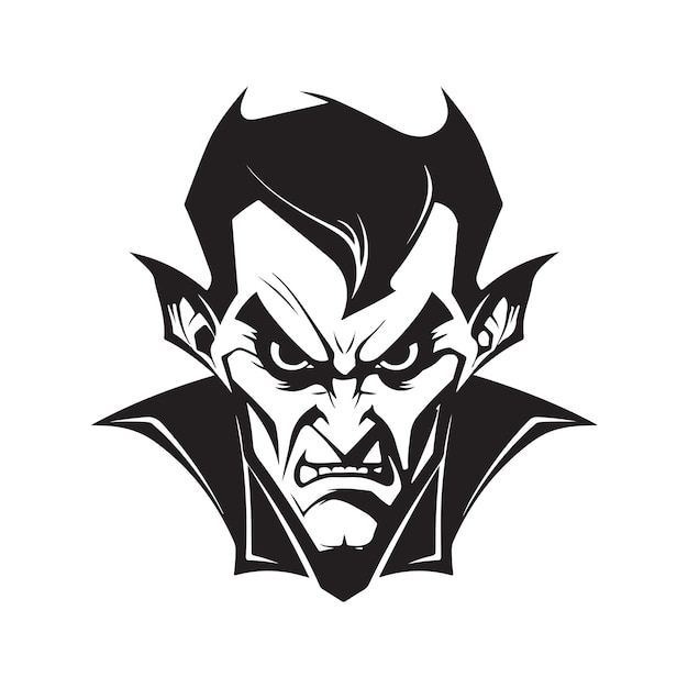 Conceito de logotipo de vampiro ilustração desenhada à mão em preto e branco