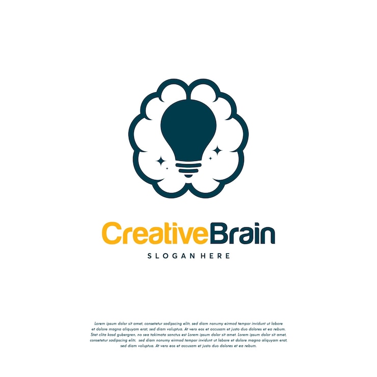 Vetor conceito de logotipo moderno brain bulb, modelo de logotipo de inteligência, logotipo de pessoas inteligentes, logotipo criativo