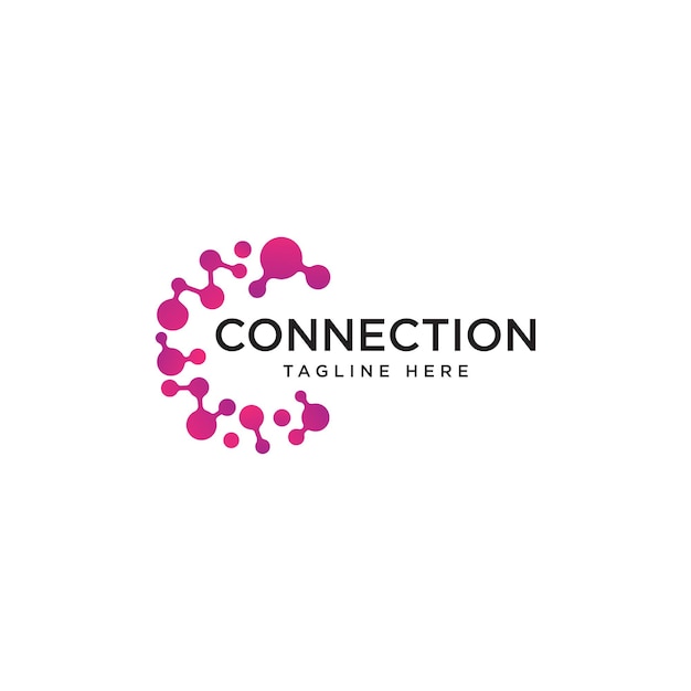 Conceito de logotipo redondo, logotipo criativo de pontos conectados para tecnologia.