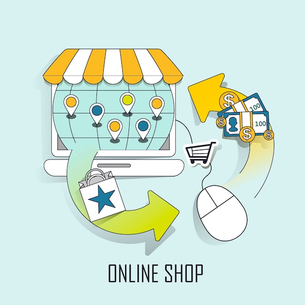 conceito de loja online: loja virtual e processo de compra em linha