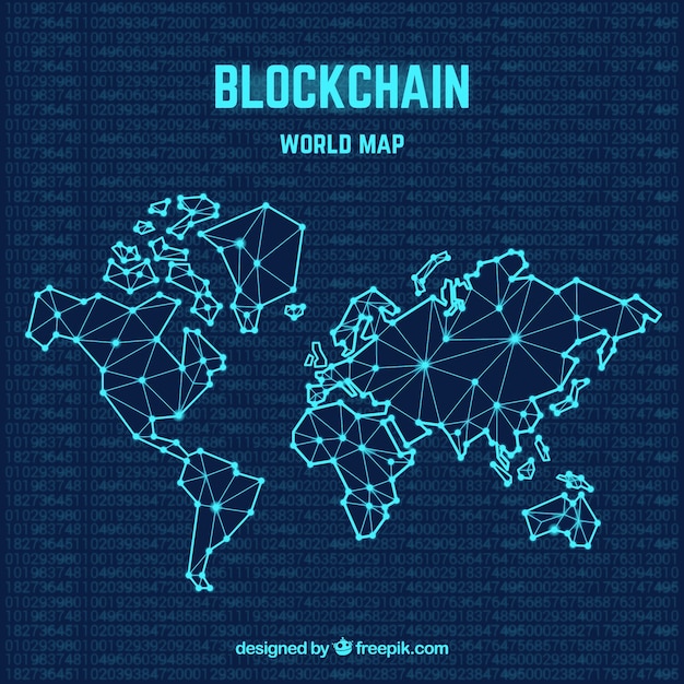 Conceito de mapa de mundo blockchain