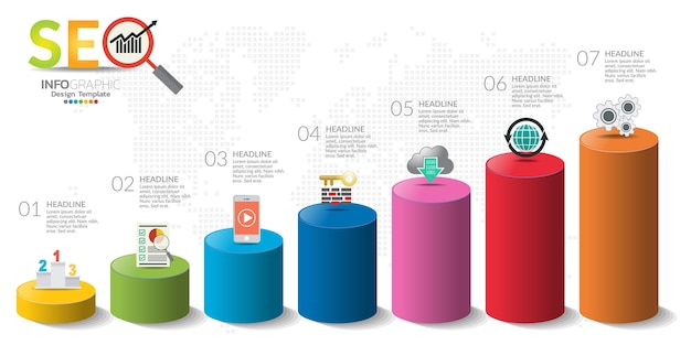 Conceito de marketing digital. gráfico de infográfico com ícones.