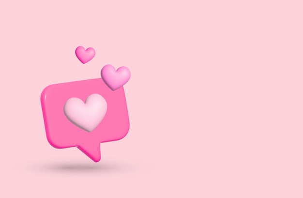 Conceito de mídia social de notificação de ícone de coração e amor