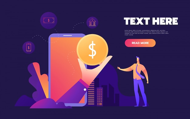 Conceito de mobile banking, ícone do design Flat elegante,,
