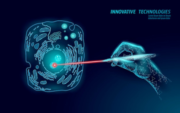 Conceito de modificação do gene da biologia científica. modificação da realidade virtual da operação do laser.