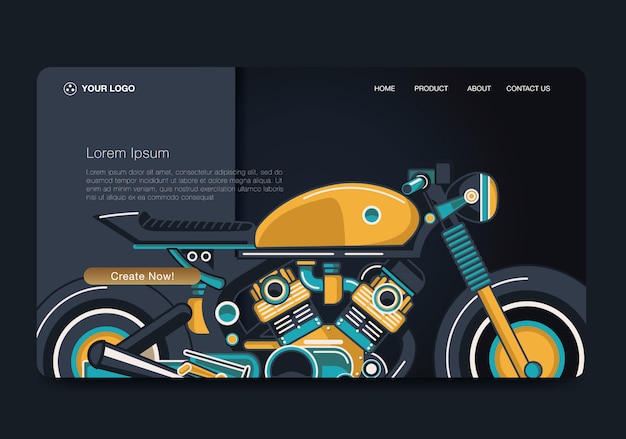 Conceito de moto classic landing page