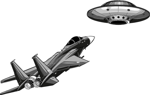 Vetor conceito de nave espacial ufo em ilustração vetorial isolada de estilo monocromático