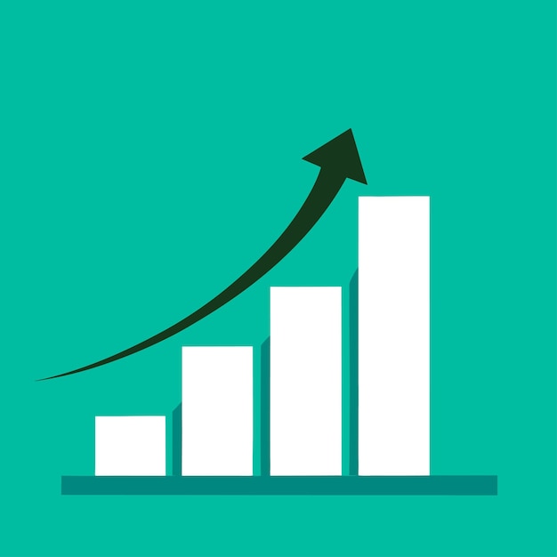Conceito de Negócio Com Gráfico de Crescimento Financeiro Desenho de Ilustração de Estilo Vector