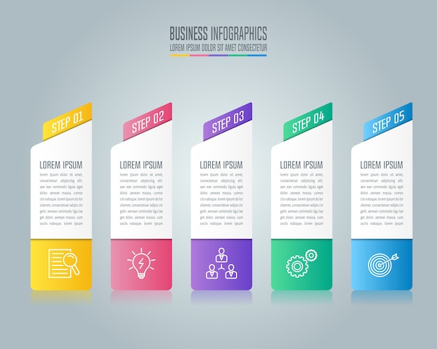 Vetor conceito de negócio de design de infográfico com 5 opções, partes ou processos.