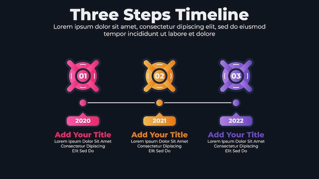 Vetor conceito de negócio de modelo de cronograma de infográficos gradiente com 3 etapas