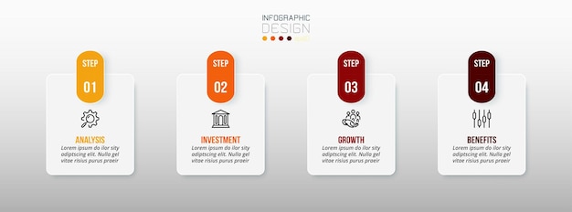 Conceito de negócio de modelo infográfico com passo