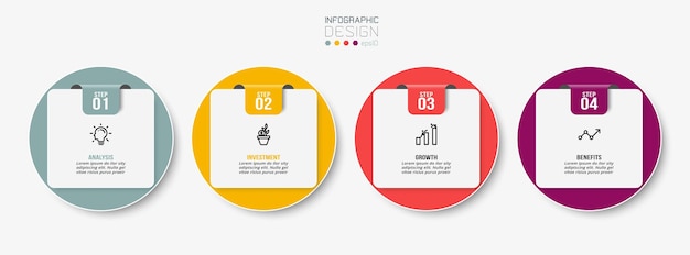 Conceito de negócio de modelo infográfico com passo