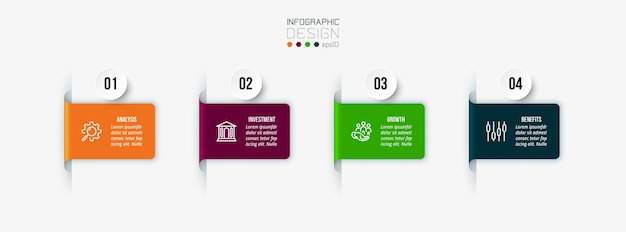 Conceito de negócio de modelo infográfico com passo