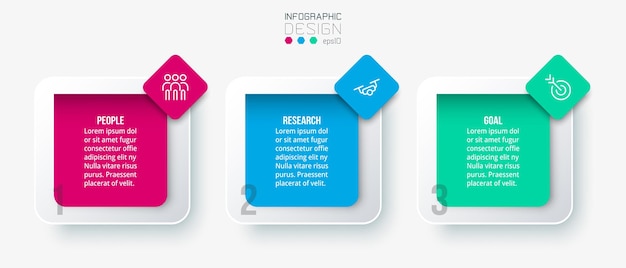 Conceito de negócio de modelo infográfico com passo