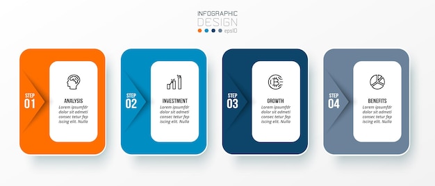 Conceito de negócio de modelo infográfico com passo