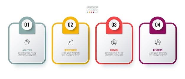 Conceito de negócio de modelo infográfico com passo