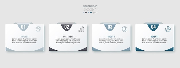 Conceito de negócio de modelo infográfico com passo