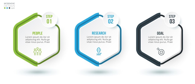 Conceito de negócio de modelo infográfico com passo