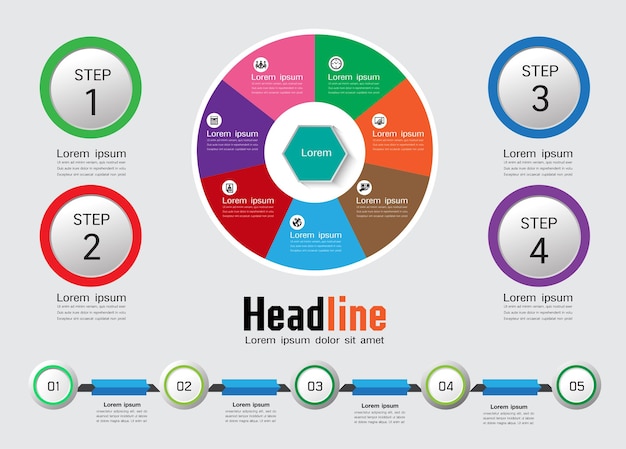 Conceito de negócio de vetor de linha de tempo Infografia de coleção