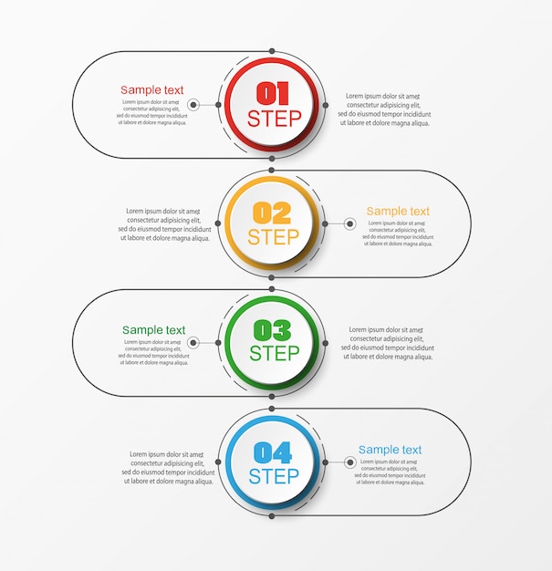 Conceito de negócio infográfico com 4 etapas