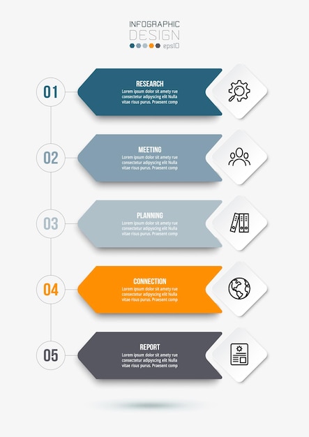 Conceito de negócios de modelo infográfico com fluxo de trabalho