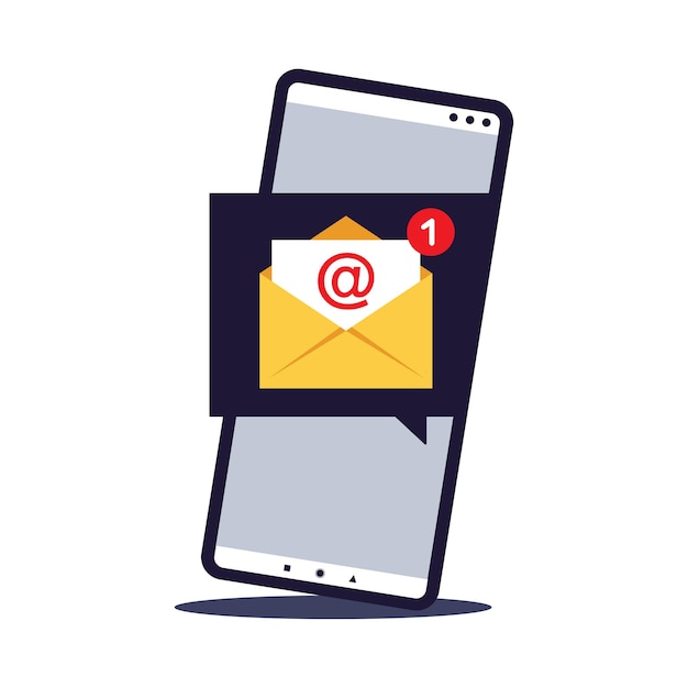 Conceito de notificação de mensagem. O email. Ilustração vetorial Plano