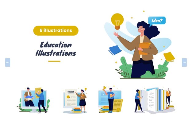 Conceito de pacote de ilustração de educação on-line design plano