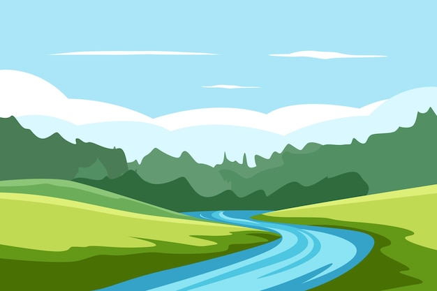 Conceito de paisagem Ilustração vetorial plana colorida isolada