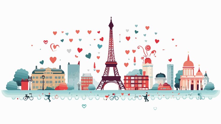 Vetor conceito de paris com ícones ilustração vetorial de design