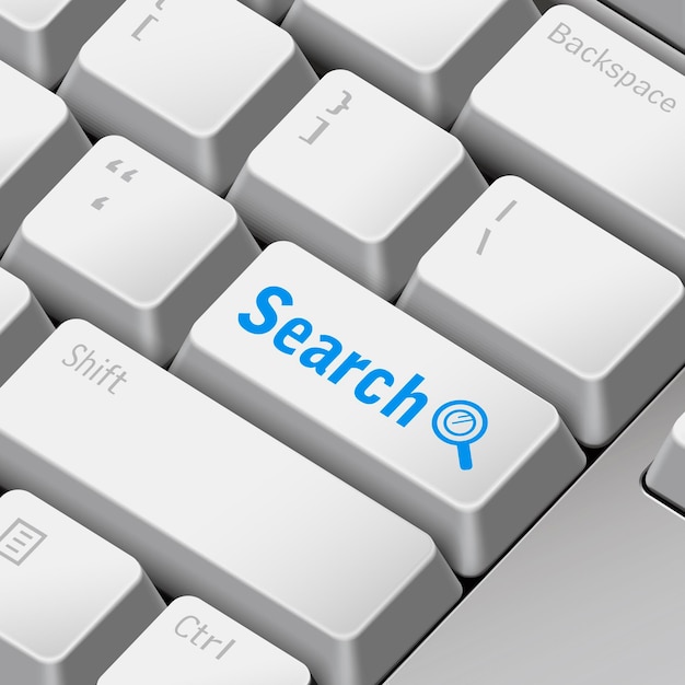 Conceito de pesquisa com teclado de computador 3d