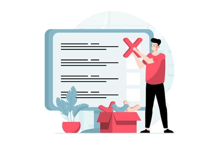 Vetor conceito de pesquisa on-line com cena de pessoas em design plano homem marca respostas corretas para perguntas no questionário ou preenche formulário de teste usando computador ilustração vetorial com situação de personagem para web