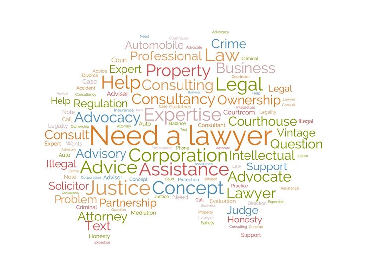 Vetor conceito de plano de fundo da nuvem de palavras para precisa de um advogado conselheiro de consultoria jurídica para ilustração vetorial de experiência em advocacia