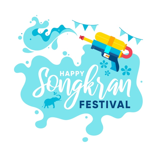 Vetor conceito de plano de fundo songkran plana