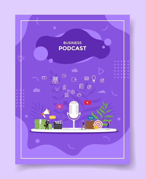 Vetor conceito de podcast empresarial para modelo de banners