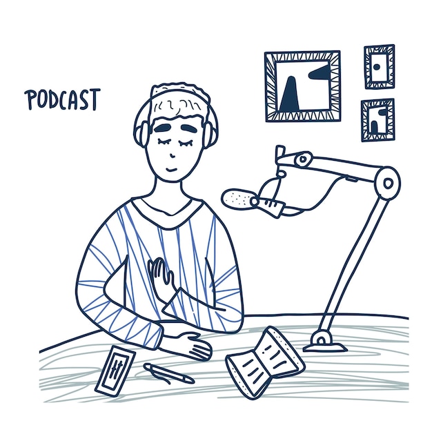 Vetor conceito de podcast ilustração de design de cores vetoriais