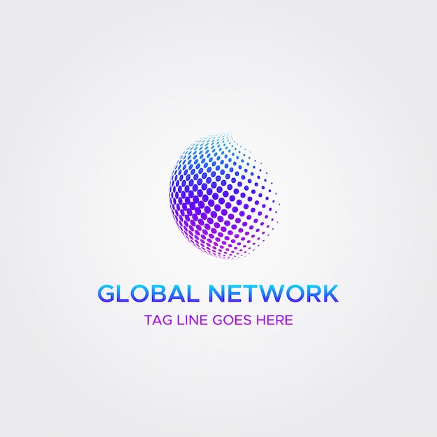 Vetor conceito de ponto de retícula de círculo de logotipo de tecnologia de rede global